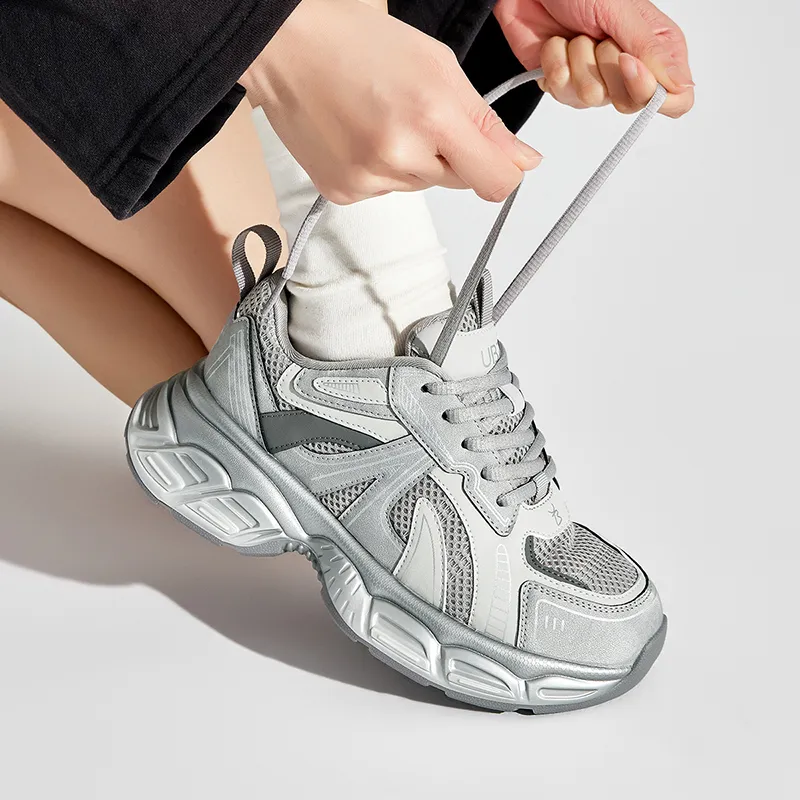 UBZ Breathable Chunky Sneakers Women's Xingji Gray-17