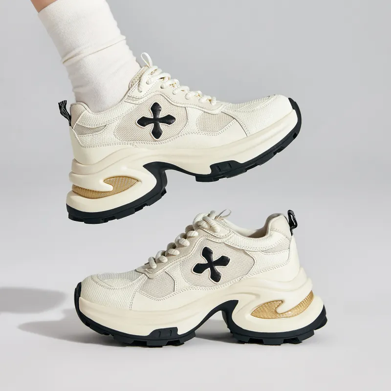 UBZ Low Top Chunky Sneakers Women's Ivory White-2
