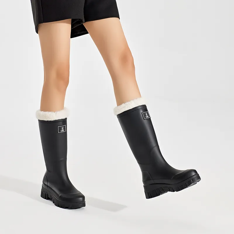 UBZ Waterproof Rain Boots Women's Natural Black-3