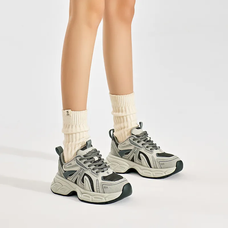 UBZ Breathable Chunky Sneakers Women's Xingji Gray-5