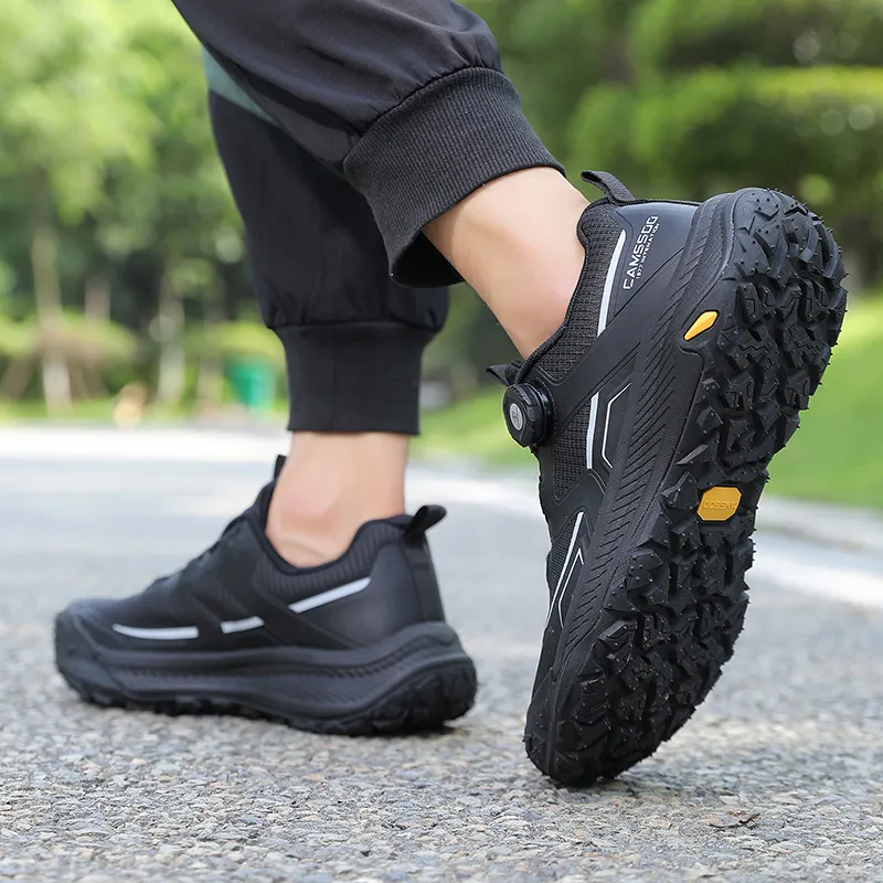 Camssoo Cushioned Slip Resistant Abrasion Resistant Low Top Trekking Shoes Men's Black-4