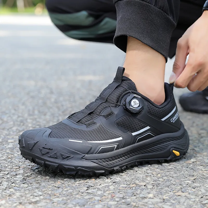 Camssoo Cushioned Slip Resistant Abrasion Resistant Low Top Trekking Shoes Men's Black-3