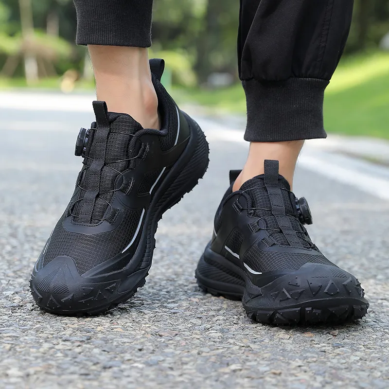 Camssoo Cushioned Slip Resistant Abrasion Resistant Low Top Trekking Shoes Men's Black-5
