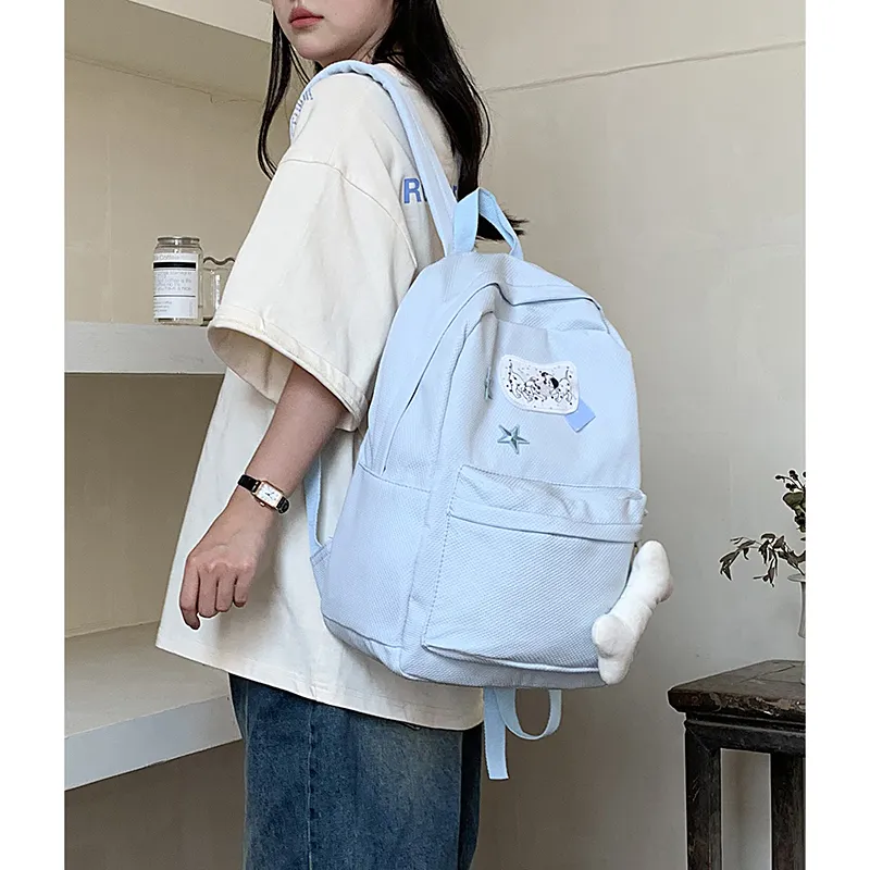 KAMLUI Nylon Backpack Backpack Student Backpack Regular Unisex Blue-3