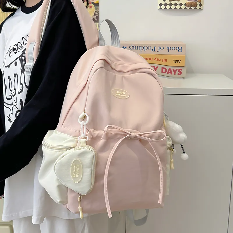 KAMLUI Nylon Fabric Backpacks Backpack Regular Unisex Pink Purple-5