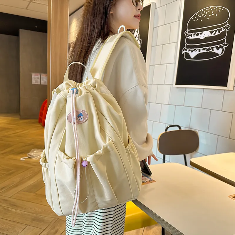 KAMLUI Nylon Backpack Regular Unisex Ecru/Black/Pink/Light Yellow/Light Green-23
