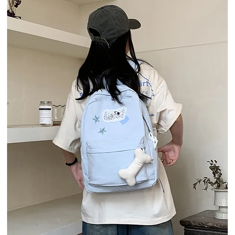 KAMLUI Nylon Backpack Backpack Student Backpack Regular Unisex Blue-8