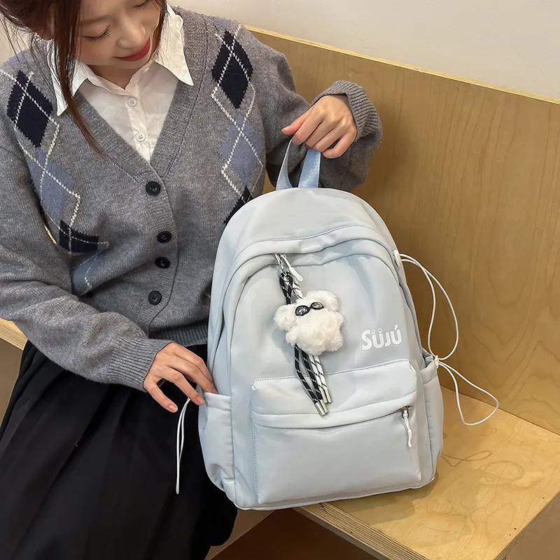 KAMLUI Nylon Backpack Women's Ecru/Black/Burgundy/Light Yellow/Light Brown/Light Blue-36