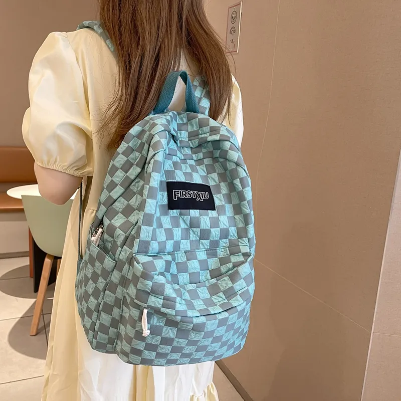 KAMLUI Nylon Backpack Unisex Blue/White/Green/Black-1