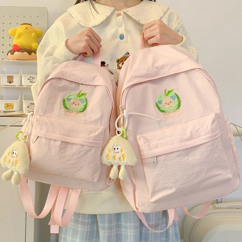KAMLUI Nylon Backpack Unisex Beige Yellow/Black/Green/Blue/Pink-30