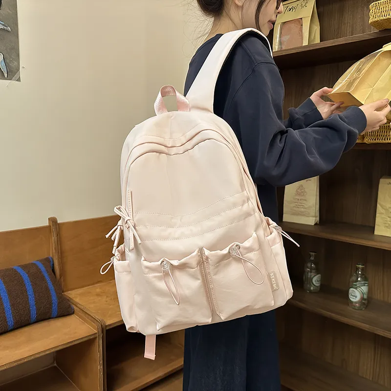 KAMLUI Nylon Backpack Regular Unisex Black/White/Pink/Yellow/Blue-11