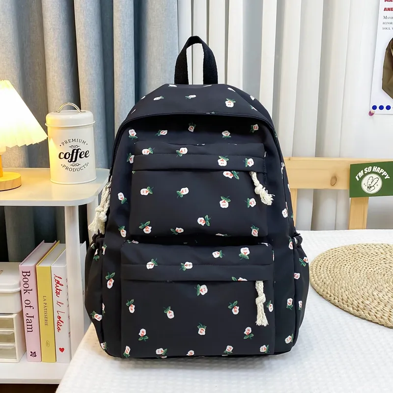 KAMLUI Nylon Backpack Regular Unisex White Floral/White Green Floral/Black Floral/Black White Floral/Yellow/Green-18