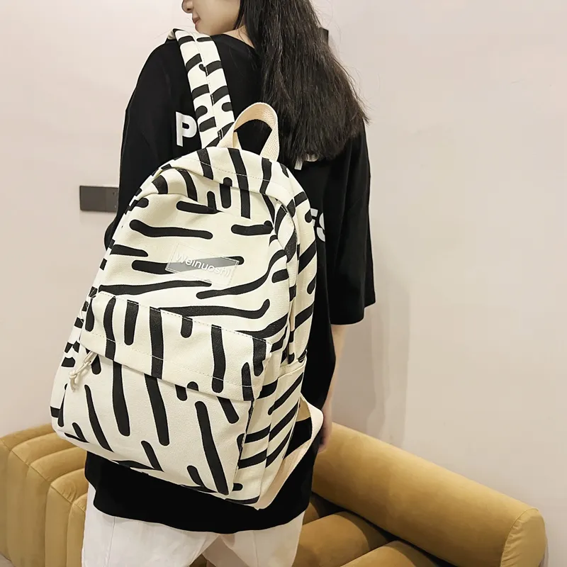 KAMLUI Canvas Backpack Laptop Bag Unisex Ecru/Black/Khaki-3