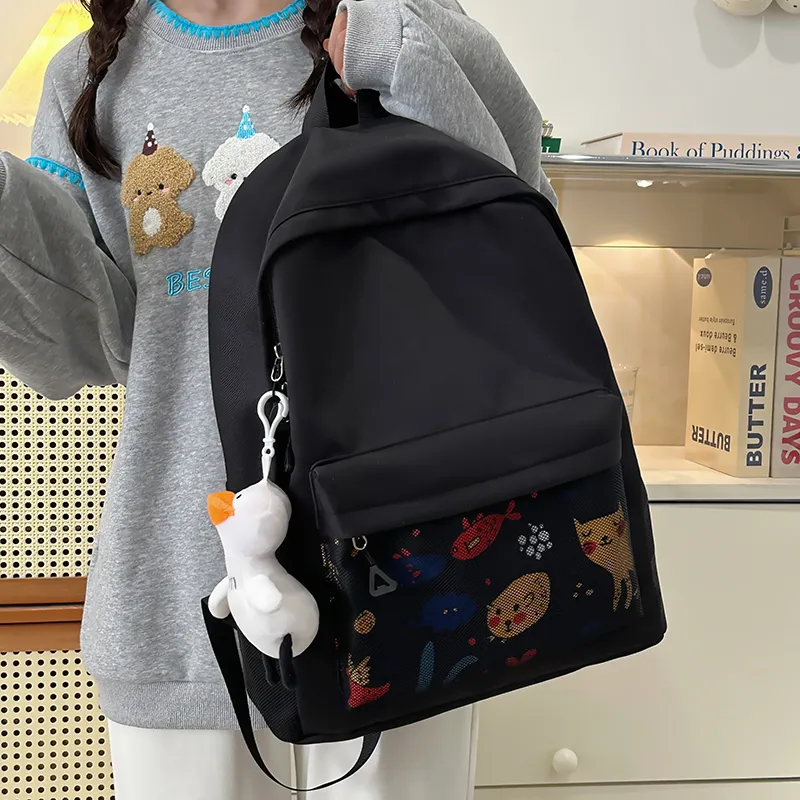 KAMLUI Nylon Backpacks Backpack Unisex Gray/Black-13