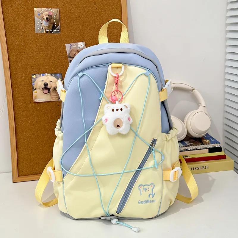 KAMLUI Nylon Backpack Unisex Red/Purple & Yellow/Blue & Yellow/Black & Yellow/Blue & White-16