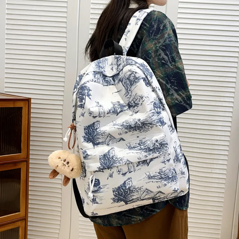 KAMLUI Nylon Backpack Regular Unisex White/Black/Blue-21