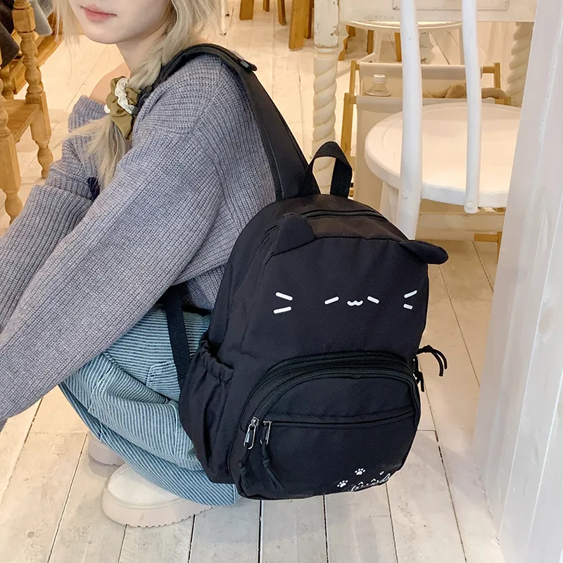 KAMLUI Nylon Fabric Backpack Regular Women's Black-3