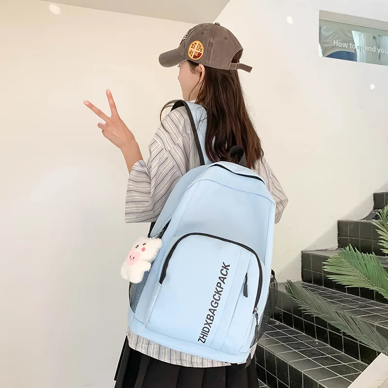 KAMLUI Nylon Backpack Regular Unisex Ivory/Black/Light Green/Light Blue-12