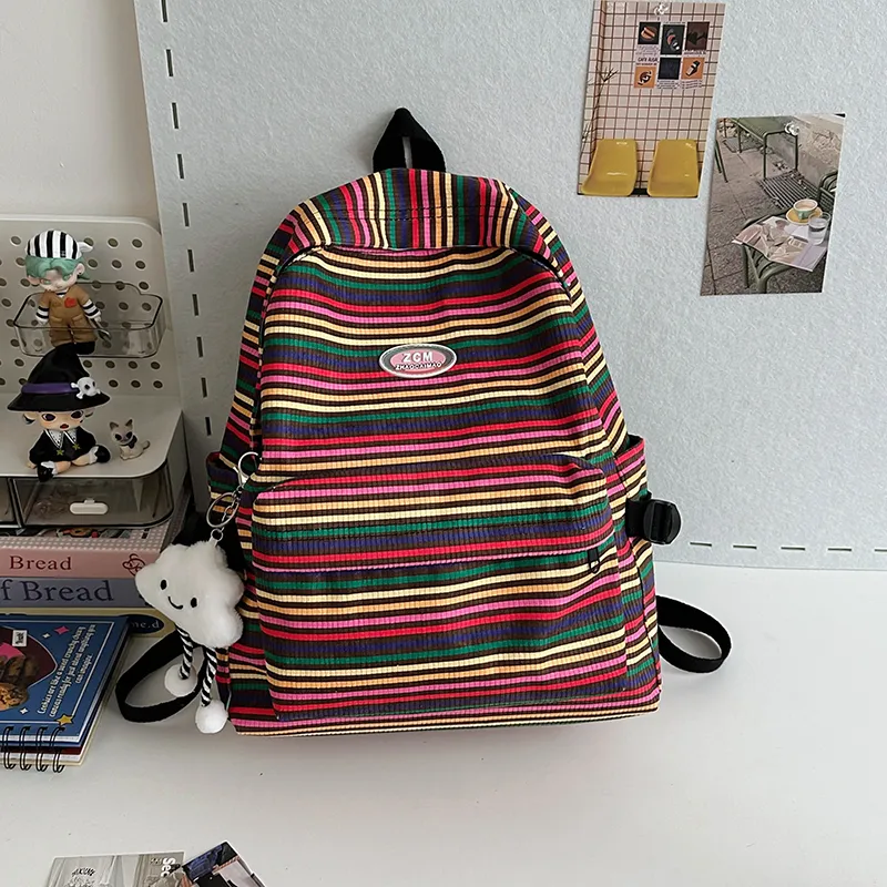 KAMLUI Nylon Backpack Regular Unisex Pink White/Fuchsia/Red Brown/Turquoise-15