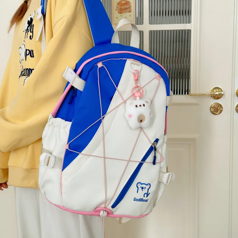 KAMLUI Nylon Backpack Unisex Red/Purple & Yellow/Blue & Yellow/Black & Yellow/Blue & White-27