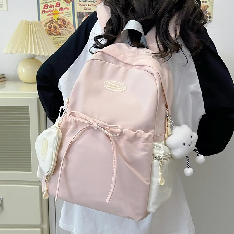 KAMLUI Nylon Fabric Backpacks Backpack Regular Unisex Pink Purple-6