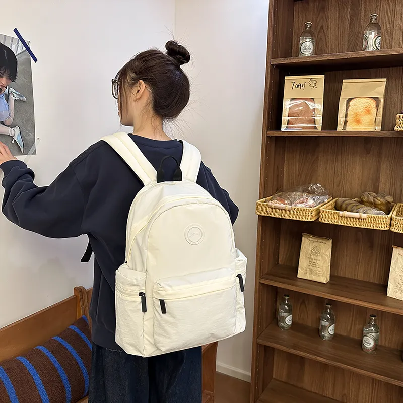 KAMLUI Nylon Backpack Unisex White/Black/Orange Red/Light Purple/Army Green/Pink-1