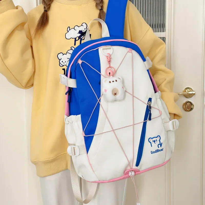 KAMLUI Nylon Backpack Unisex Red/Purple & Yellow/Blue & Yellow/Black & Yellow/Blue & White-26