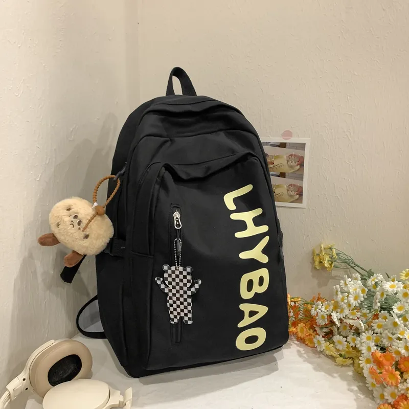 KAMLUI Nylon Fabric Backpack Regular Unisex Black/White/Yellow/Green-13