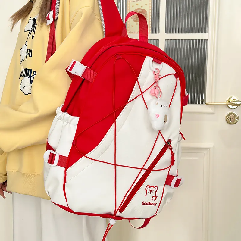KAMLUI Nylon Backpack Unisex Red/Purple & Yellow/Blue & Yellow/Black & Yellow/Blue & White-6