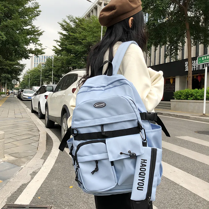 KAMLUI Nylon Backpack Regular Unisex White/Gray/Black/Blue-18