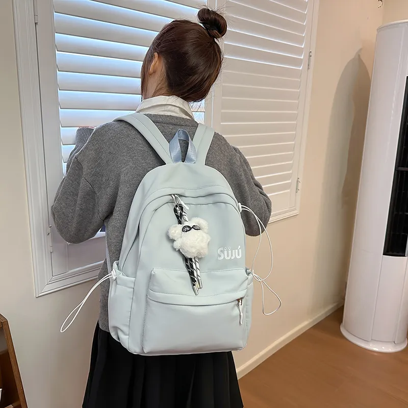 KAMLUI Nylon Backpack Women's Ecru/Black/Burgundy/Light Yellow/Light Brown/Light Blue-34