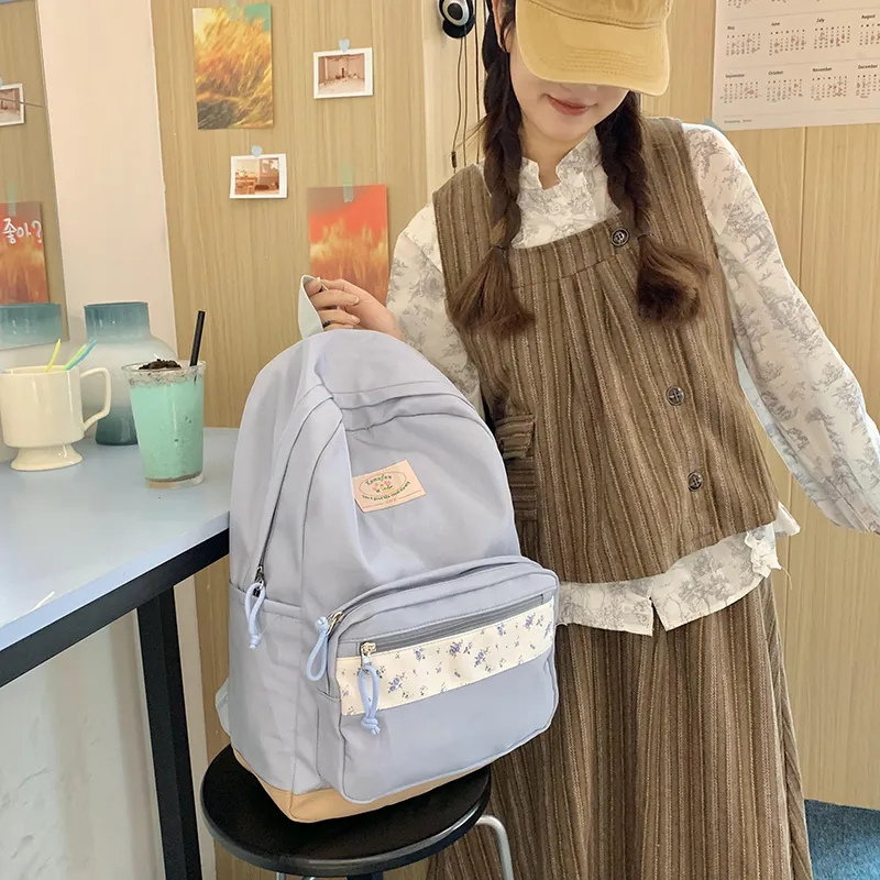 KAMLUI Fabric Backpack Regular Women's Custard/Blue-2