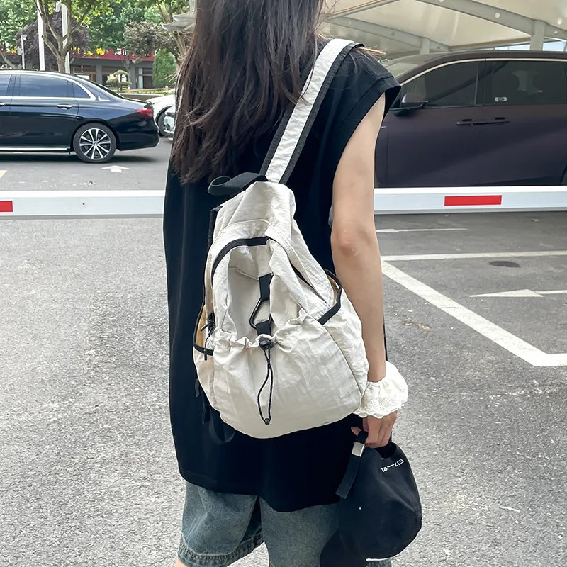 KAMLUI Washed Cloth Backpack Small Size Unisex Multicolor-11