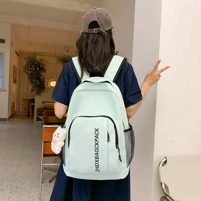 KAMLUI Nylon Backpack Regular Unisex Ivory/Black/Light Green/Light Blue-14