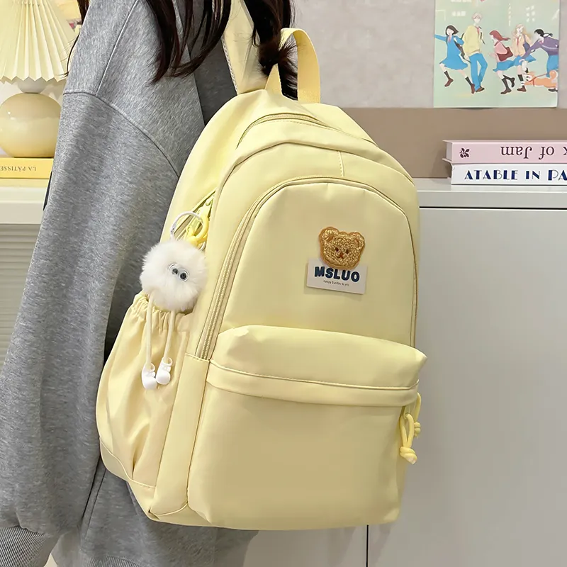 KAMLUI Nylon Backpack Unisex Mint Green/White/Black/Yellow/Pink-18