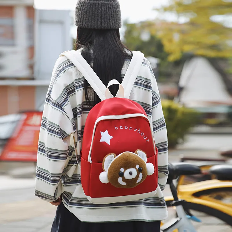 KAMLUI Nylon Backpack Unisex Black/Pink/Red/Blue-9