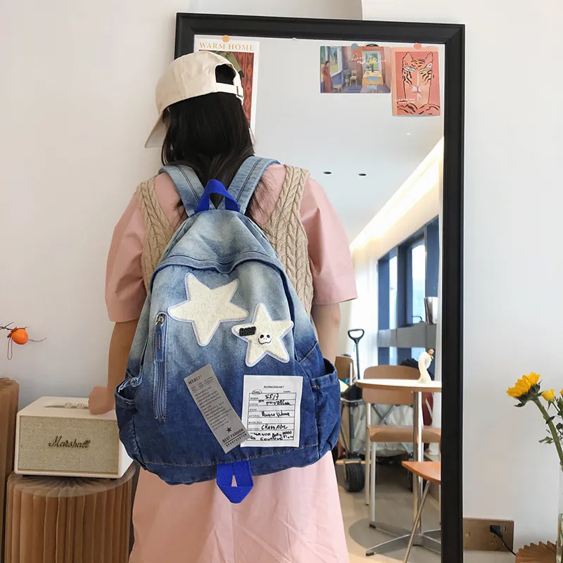 KAMLUI Denim Backpack Regular Unisex Multicolor-8