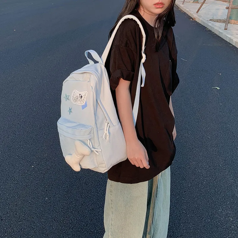 KAMLUI Nylon Backpack Backpack Student Backpack Regular Unisex Blue-23