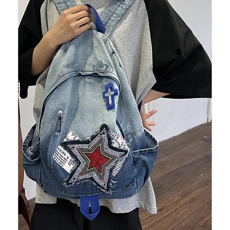 KAMLUI Denim Backpack Regular Unisex Multicolor-30