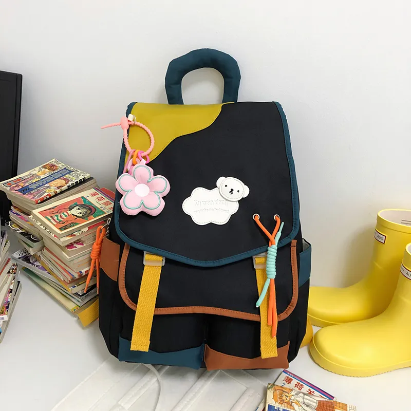 KAMLUI Nylon Backpack Unisex White Pink & Color/White Yellow & Color/Blue Yellow & Color/Black Yellow Multicolor-22