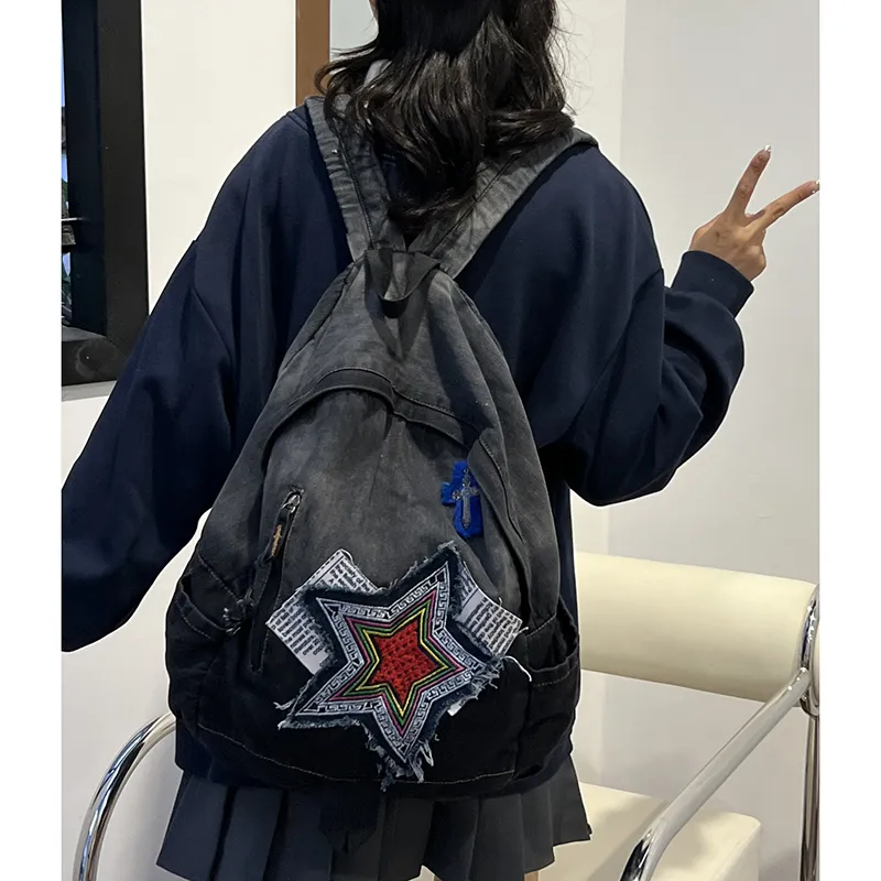 KAMLUI Denim Backpack Regular Unisex Multicolor-16