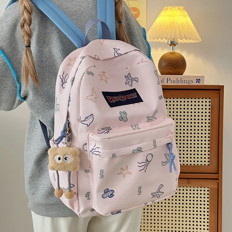 KAMLUI Nylon Backpacks Backpack Regular Unisex White/Black/Blue/Pink-22