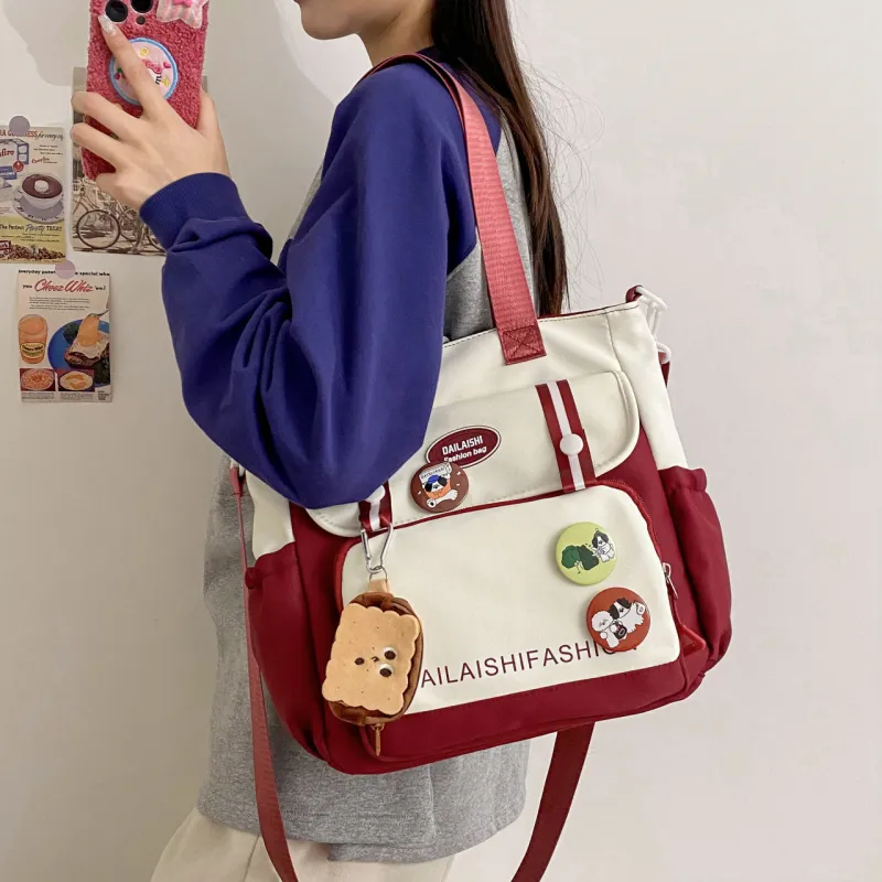 KAMLUI Nylon Shoulder Bag, Crossbody Bag, Handbag Regular Unisex Black/Red/Khaki/Blue-27