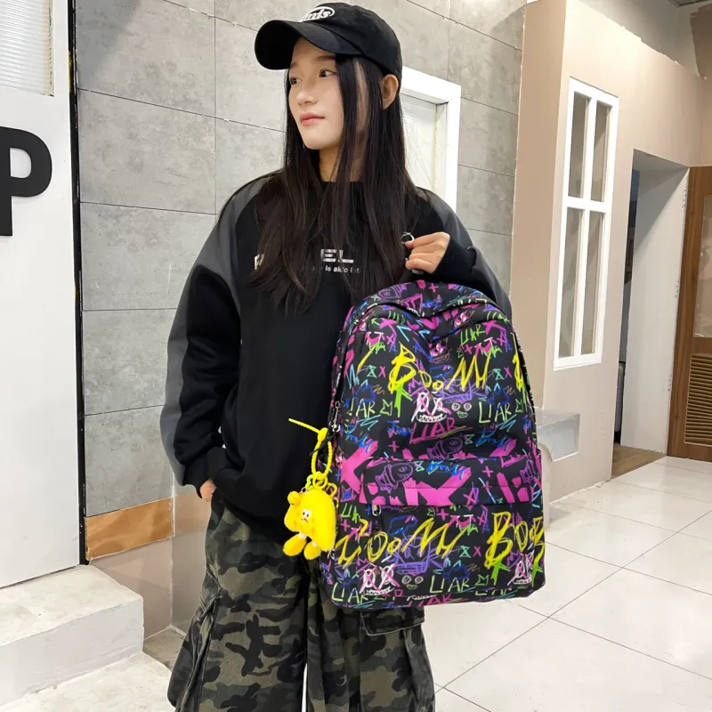 KAMLUI Oxford Backpack Regular Unisex Black/Purple/Blue-11