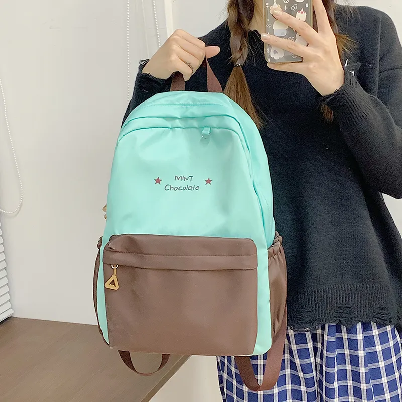 KAMLUI Nylon Fabric Backpack Regular Unisex Transparent/Coffee/Blue-13