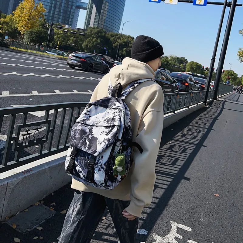 KAMLUI Nylon Backpack Unisex Gray/Black/Khaki/Green/Blue/Pink-3