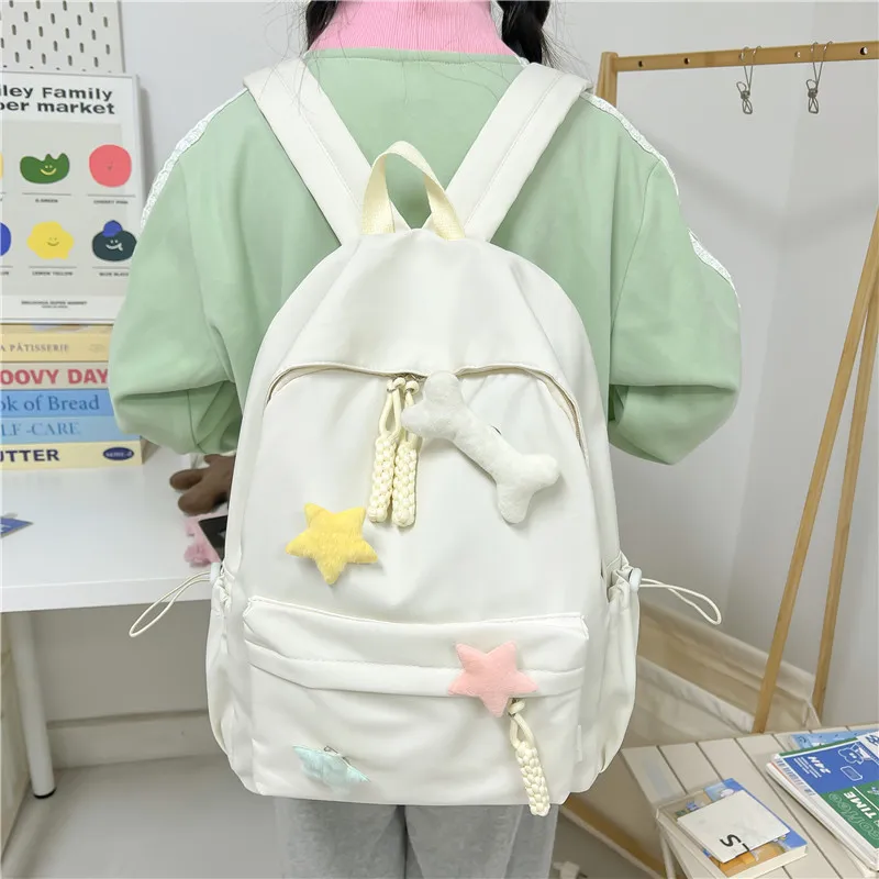 KAMLUI Nylon Backpack Regular Unisex White/Pink/Green/Black/Yellow-1