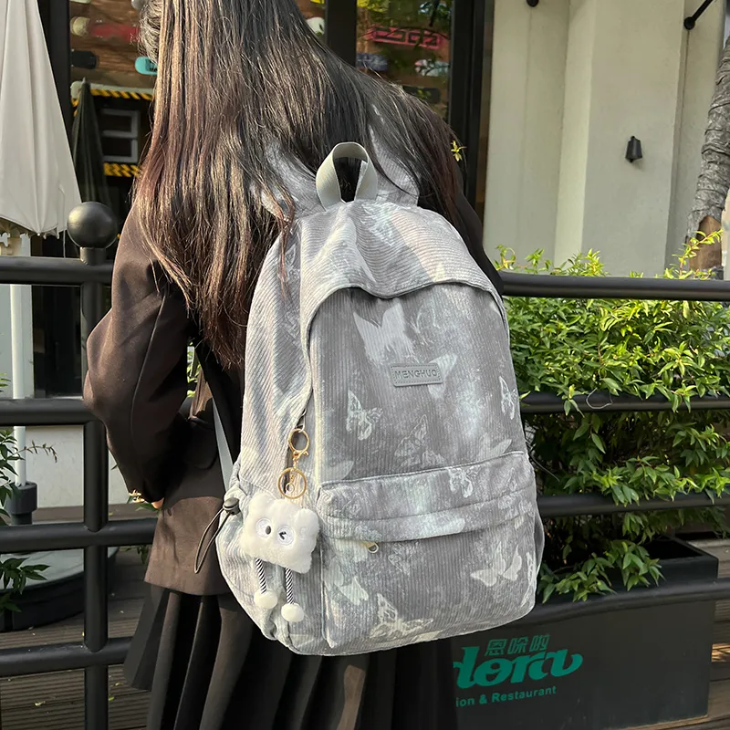 KAMLUI Corduroy Backpack Regular Unisex Gray/Red/Purple/Khaki/Blue-2