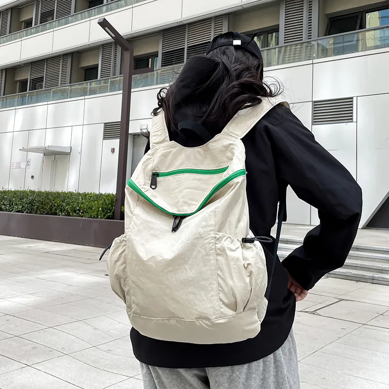 KAMLUI Nylon Backpacks Backpack Regular Unisex White/Black-2