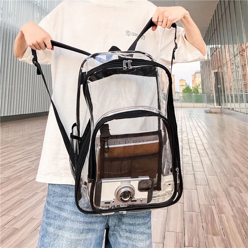 KAMLUI PVC Polyvinyl Chloride Backpack Unisex Gray/Black/Pink/Purple/Blue-5